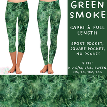 Load image into Gallery viewer, Ready to Ship - Green Smoke Capri Length Leggings - No Pockets TC2
