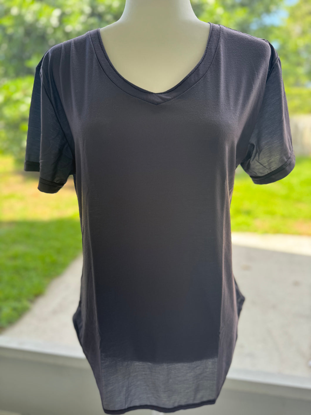 Ready to Ship Solid Gray V-Neck Tee