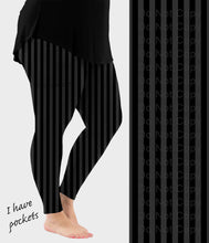 Load image into Gallery viewer, RTS - Black Stripes Leggings w/ Pockets
