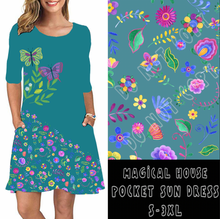 Load image into Gallery viewer, 3/4 SLEEVE POCKET DRESS- MAGIC HOUSE POCKET DRESS
